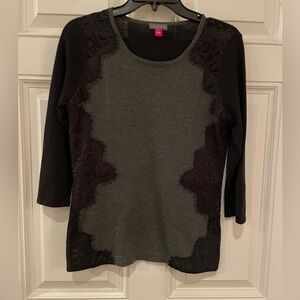 Vince Camuto feminine knit lace 3/4 sleeve pullover Y2K fairygrunge SM